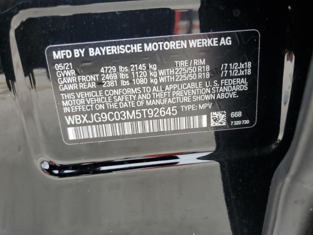 WBXJG9C03M5T92645 - 2021 BMW X1 XDRIVE28I BLACK photo 14