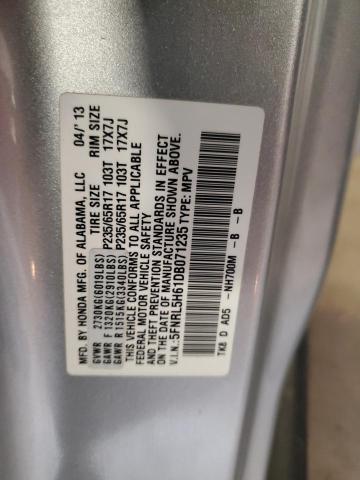 5FNRL5H61DB071235 - 2013 HONDA ODYSSEY EXL SILVER photo 14