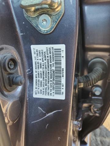 19XFC2F70HE033407 - 2017 HONDA CIVIC EX GRAY photo 12