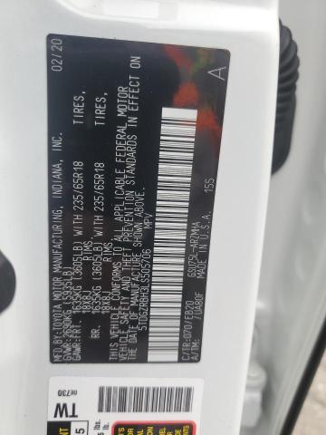 5TDGZRBH3LS505706 - 2020 TOYOTA HIGHLANDER XLE Белый фото 14