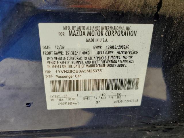 1YVHZ8CB3A5M25375 - 2010 MAZDA 6 S BLUE photo 12