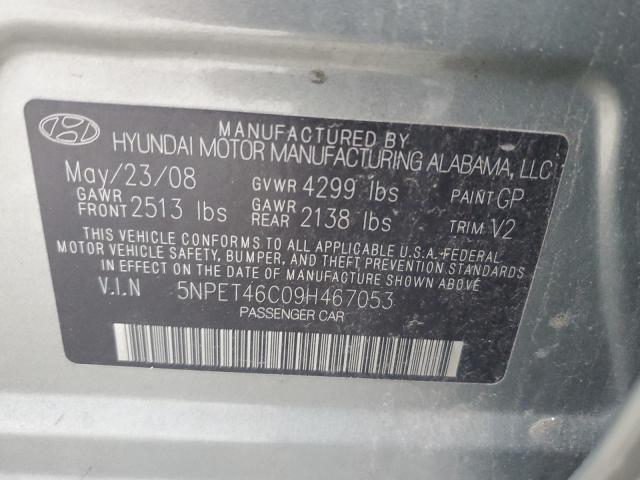 5NPET46C09H467053 - 2009 HYUNDAI SONATA GLS GRAY photo 13