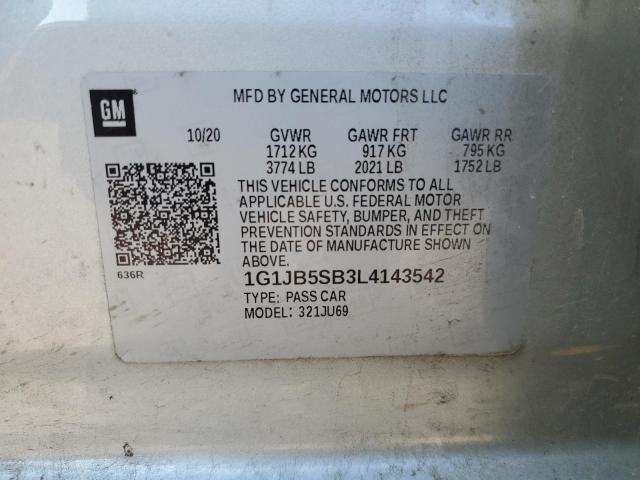 1G1JB5SB3L4143542 - 2020 CHEVROLET SONIC LS SILVER photo 12