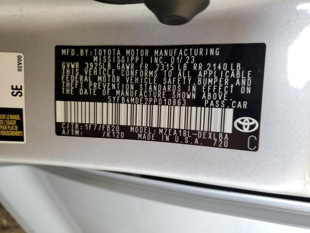 5YFB4MDE2PP010863 - 2023 TOYOTA COROLLA LE 银色 照片 13