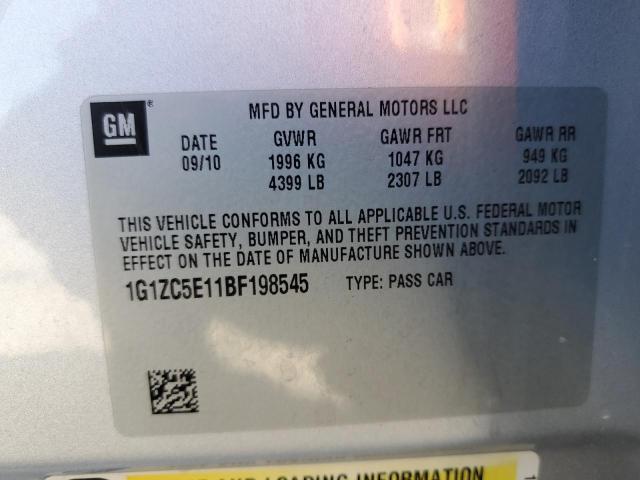 1G1ZC5E11BF198545 - 2011 CHEVROLET MALIBU 1LT 银色 照片 12