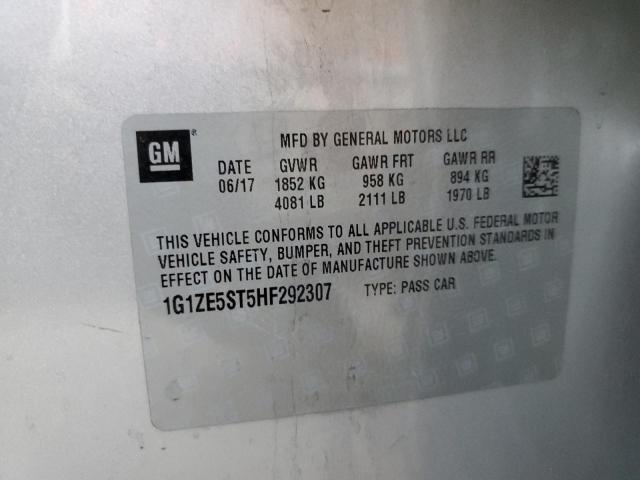 1G1ZE5ST5HF292307 - 2017 CHEVROLET MALIBU LT SILVER photo 12