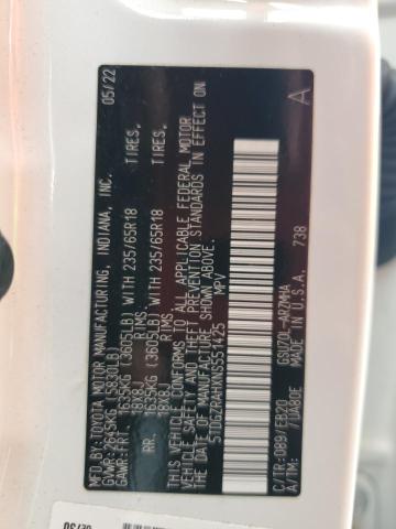 5TDGZRAHXNS551425 - 2022 TOYOTA HIGHLANDER XLE WHITE photo 13