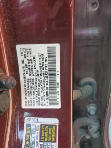 5J6RM3H74CL040724 - 2013 HONDA CR-V EXL MAROON photo 13