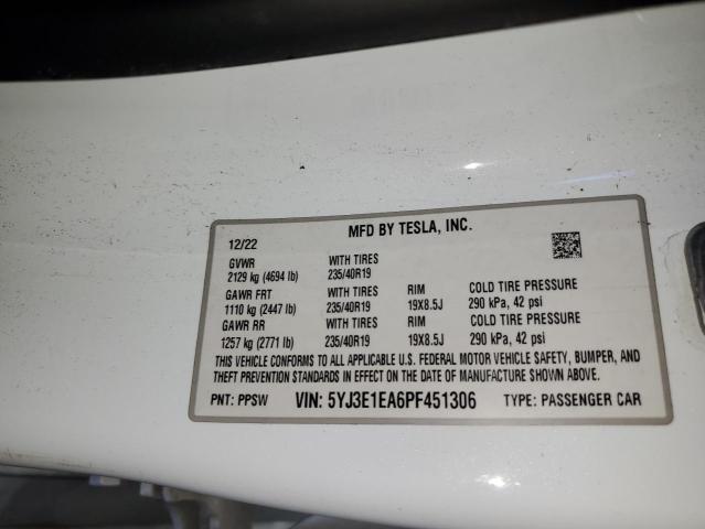 5YJ3E1EA6PF451306 - 2023 TESLA MODEL 3 Ağ foto 13