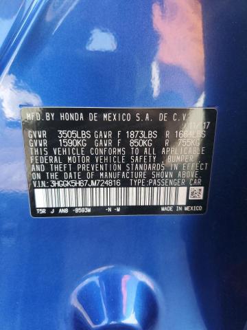 3HGGK5H67JM724816 - 2018 HONDA FIT SPORT ლურჯი ფოტო 12