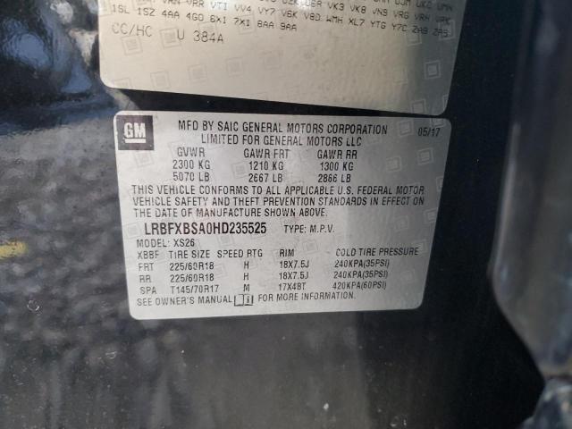 LRBFXBSA0HD235525 - 2017 BUICK ENVISION ESSENCE შავი ფოტო 13