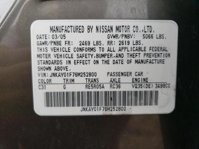 JNKAY01F76M252800 - 2006 INFINITI M35 BASE BROWN photo 13