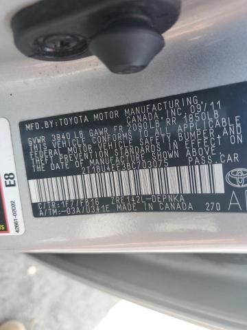 2T1BU4EE3BC703075 - 2011 TOYOTA COROLLA BASE Արծաթագույն լուսանկար 12