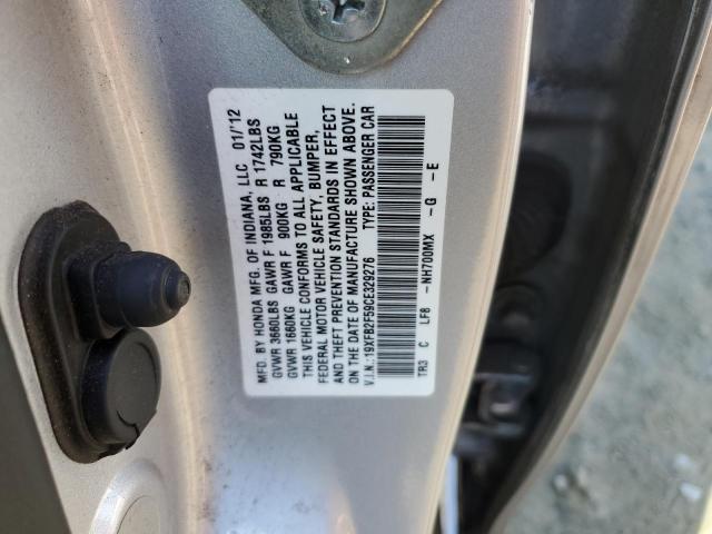 19XFB2F59CE329276 - 2012 HONDA CIVIC LX ვერცხლისფერი ფოტო 12