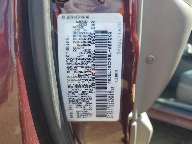 4T1BF28BX3U276851 - 2003 TOYOTA AVALON XL MAROON photo 12