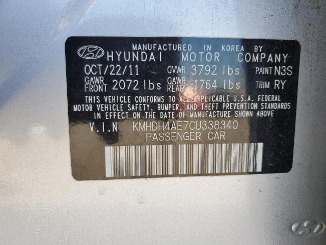 KMHDH4AE7CU338340 - 2012 HYUNDAI ELANTRA GLS SILVER photo 12