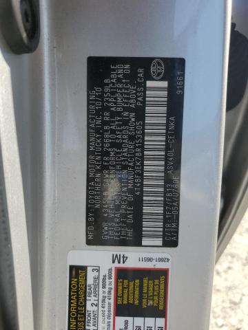 4T4BF3EK7BR153605 - 2011 TOYOTA CAMRY BASE Silber Foto 12