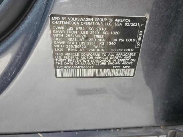 1V2JR2CA3MC566022 - 2021 VOLKSWAGEN ATLAS SE GRAY photo 13