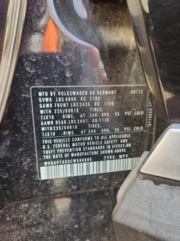 WVGAV7AX8CW586065 - 2012 VOLKSWAGEN TIGUAN S BLACK photo 13