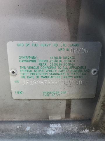 JF1SG63666H754950 - 2006 SUBARU FORESTER 2.5X SILVER photo 12
