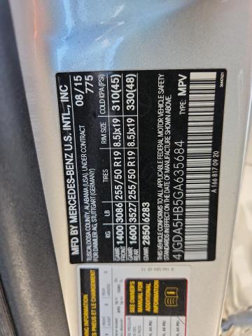 4JGDA5HB5GA635684 - 2016 MERCEDES-BENZ GLE 350 4MATIC SILVER photo 12