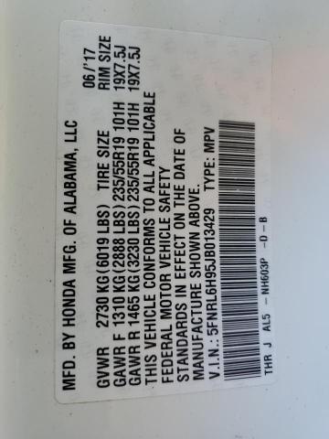 5FNRL6H95JB013429 - 2018 HONDA ODYSSEY ELITE Blanco foto 12