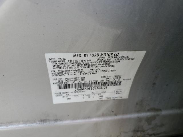 2FMGK5D88GBA03125 - 2016 FORD FLEX LIMITED 银色 照片 13