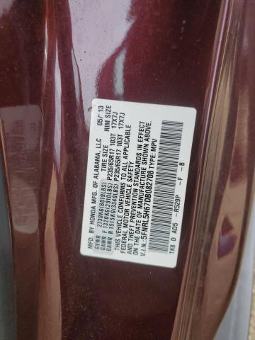 5FNRL5H67DB082708 - 2013 HONDA ODYSSEY EXL MAROON photo 13