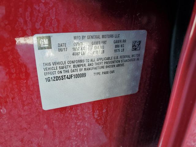 1G1ZD5ST4JF100089 - 2018 CHEVROLET MALIBU LT RED photo 12