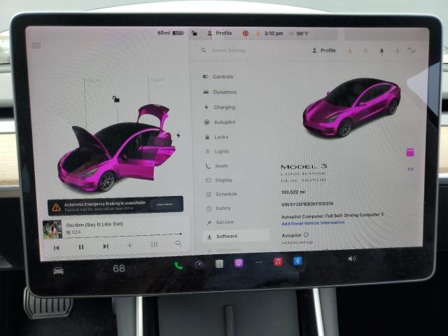 5YJ3E1EB3KF510314 - 2019 TESLA MODEL 3 Մոխրագույն լուսանկար 9