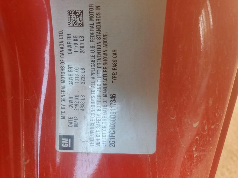 2G1FC3D30D9117346 - 2013 CHEVROLET CAMARO LT RED photo 13