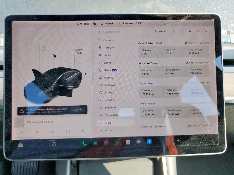5YJ3E1EA5LF736511 - 2020 TESLA MODEL 3 BLACK photo 9