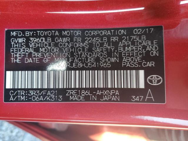 JTNKARJE8HJ541965 - 2017 TOYOTA COROLLA IM RED photo 12