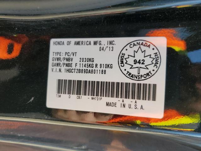 1HGCT2B89DA801188 - 2013 HONDA ACCORD EXL BLACK photo 12