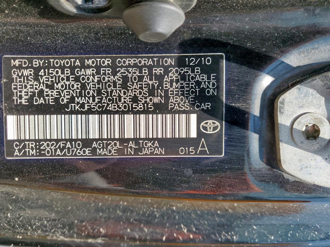 JTKJF5C74B3015815 - 2011 TOYOTA SCION TC 黑色 照片 12