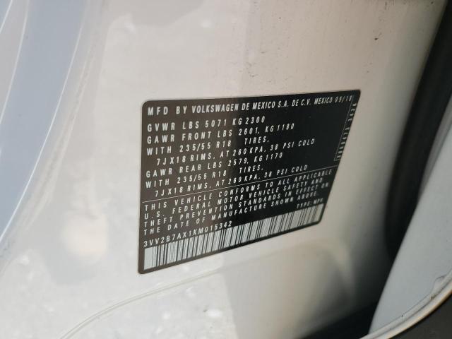 3VV2B7AX1KM015342 - 2019 VOLKSWAGEN TIGUAN SE Սպիտակ լուսանկար 13
