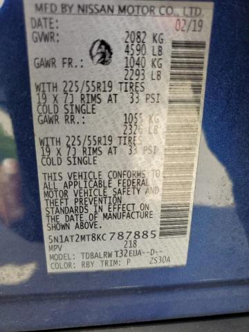 5N1AT2MT8KC787885 - 2019 NISSAN ROGUE S Mavi foto 12