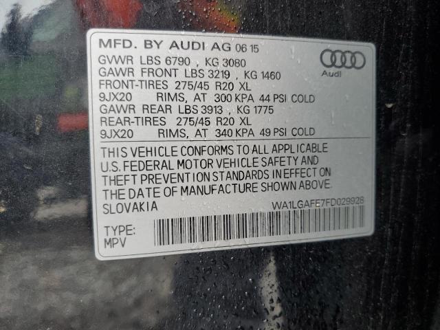 WA1LGAFE7FD029928 - 2015 AUDI Q7 PREMIUM PLUS შავი ფოტო 13