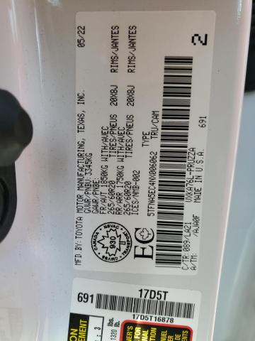 5TFNA5EC4NX006062 - 2022 TOYOTA TUNDRA CREWMAX PLATINUM თეთრი ფოტო 14