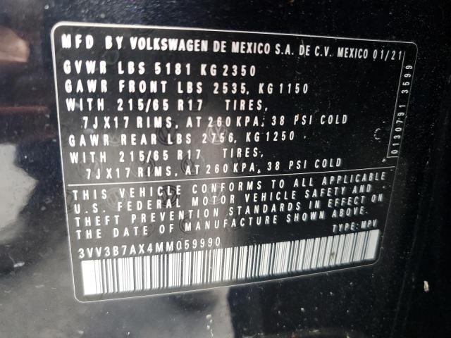 3VV3B7AX4MM059990 - 2021 VOLKSWAGEN TIGUAN SE შავი ფოტო 13