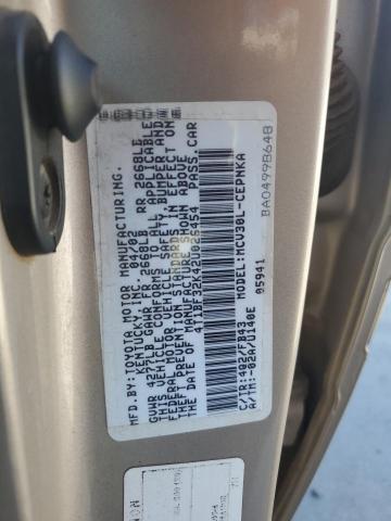 4T1BF32K42U026454 - 2002 TOYOTA CAMRY LE 米色 照片 12