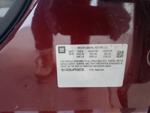 1G11C5SL4FF340735 - 2015 CHEVROLET MALIBU 1LT 勃艮第红 照片 12
