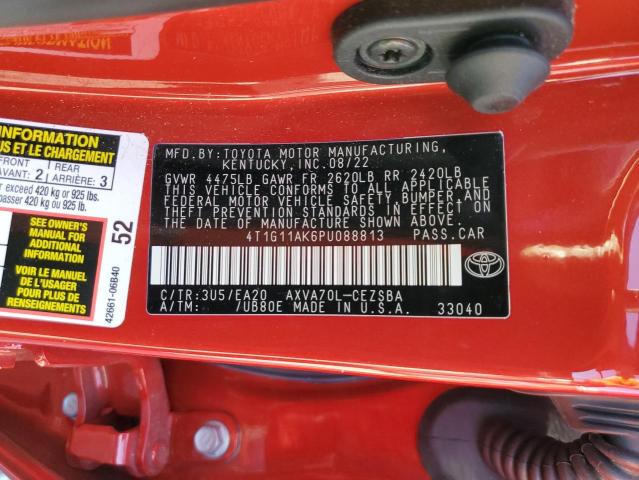 4T1G11AK6PU088813 - 2023 TOYOTA CAMRY SE NIGHT SHADE RED photo 12