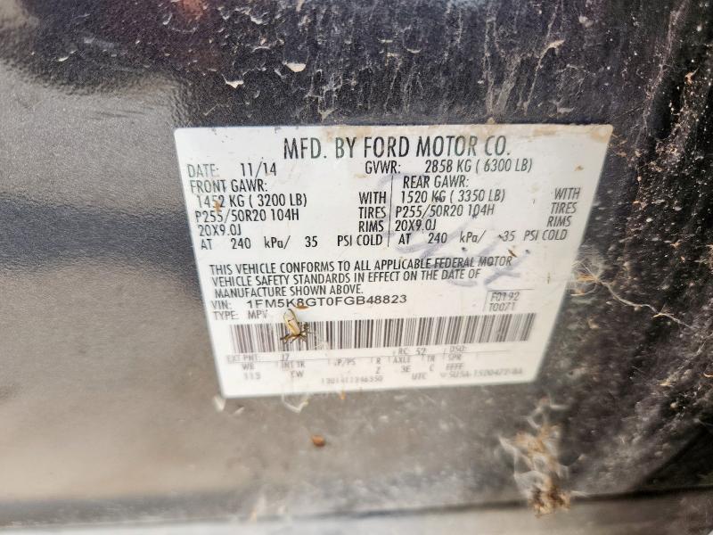 1FM5K8GT0FGB48823 - 2015 FORD EXPLORER SPORT CHARCOAL photo 13