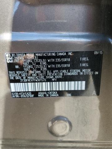 2T3DFREV7FW381570 - 2015 TOYOTA RAV4 LIMITED 棕色 照片 13