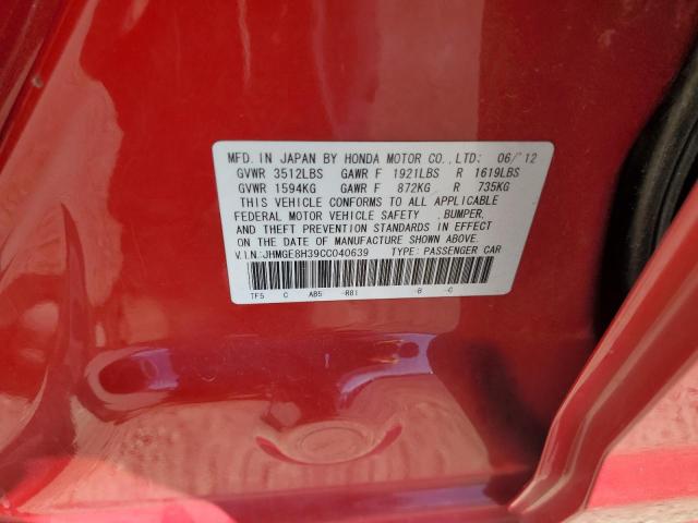 JHMGE8H39CC040639 - 2012 HONDA FIT 红色 照片 12