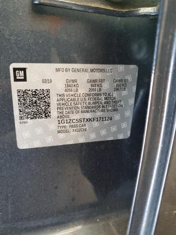 1G1ZC5STXKF171124 - 2019 CHEVROLET MALIBU LS გრაფიტი ფოტო 13