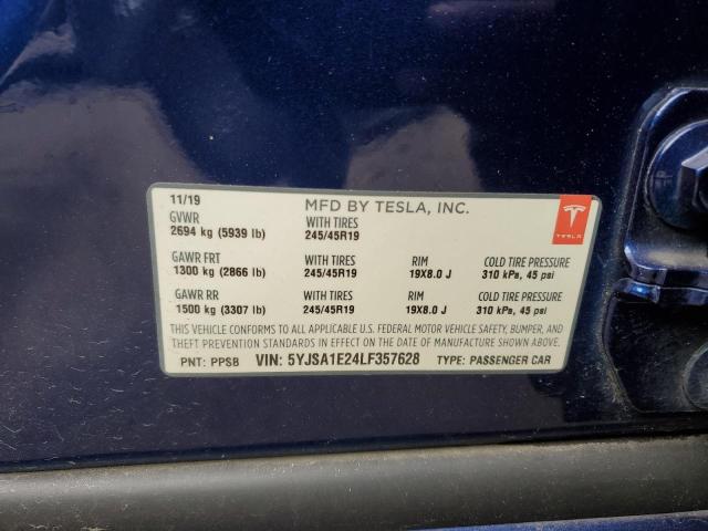 5YJSA1E24LF357628 - 2020 TESLA MODEL S Mavi foto 12