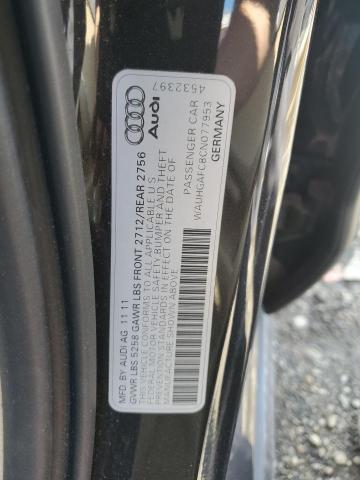 WAUHGAFC8CN077953 - 2012 AUDI A6 PRESTIGE შავი ფოტო 13