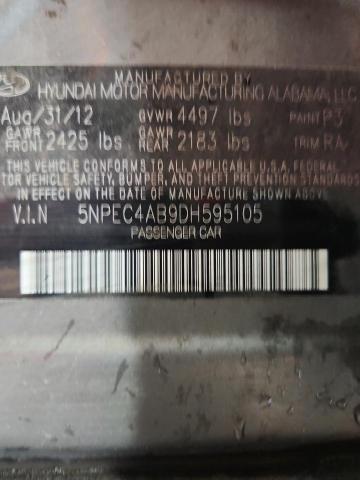 5NPEC4AB9DH595105 - 2013 HYUNDAI SONATA SE ნაცრისფერი ფოტო 12